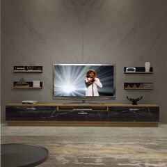 Decoraktiv Trendstyle 270R Mdf Tv Ünitesi Tv Sehpası Pera - Siyah Mermer