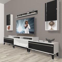 Decoraktiv Ekoflex 270TA Mdf Silver Tv Ünitesi Tv Sehpası Beyaz - Siyah