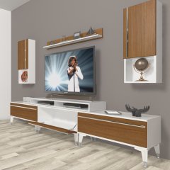 Decoraktiv Ekoflex 270TA Mdf Silver Tv Ünitesi Tv Sehpası Beyaz - Ceviz