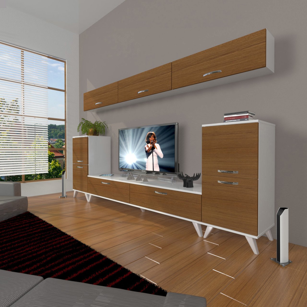 Decoraktiv Eko 9 Slm Std Retro Tv Ünitesi Tv Sehpası Beyaz - Ceviz