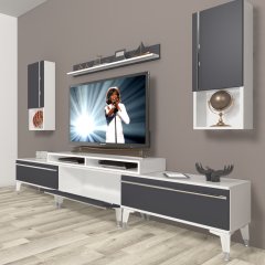Decoraktiv Ekoflex 270TA Mdf Silver Tv Ünitesi Tv Sehpası Beyaz - Antrasit