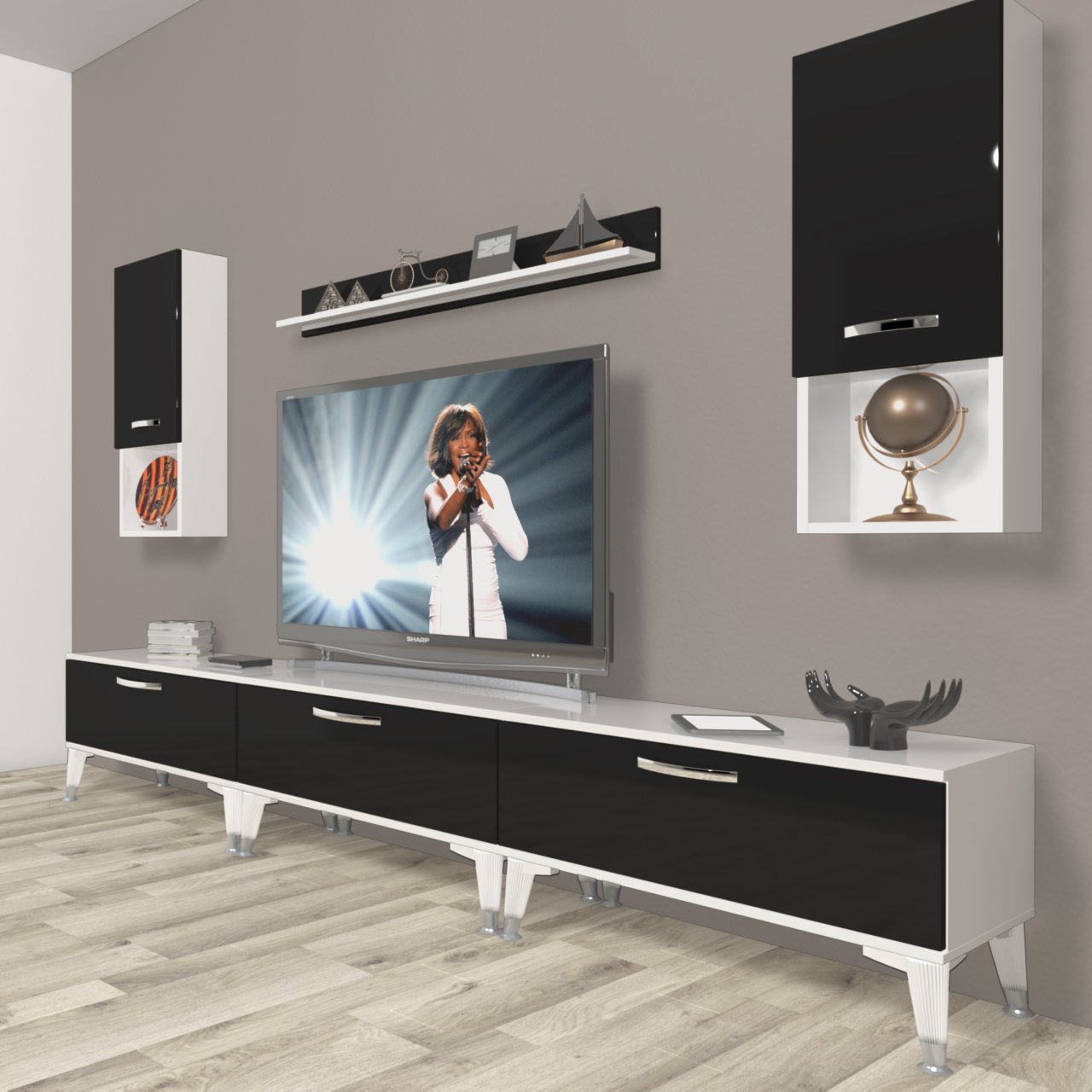 Decoraktiv Eko 270da Slm Silver Tv Ünitesi Tv Sehpası Beyaz - Siyah