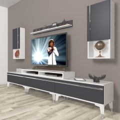 Decoraktiv Ekoflex 270TA Mdf Silver Tv Ünitesi Tv Sehpası Beyaz - Antrasit