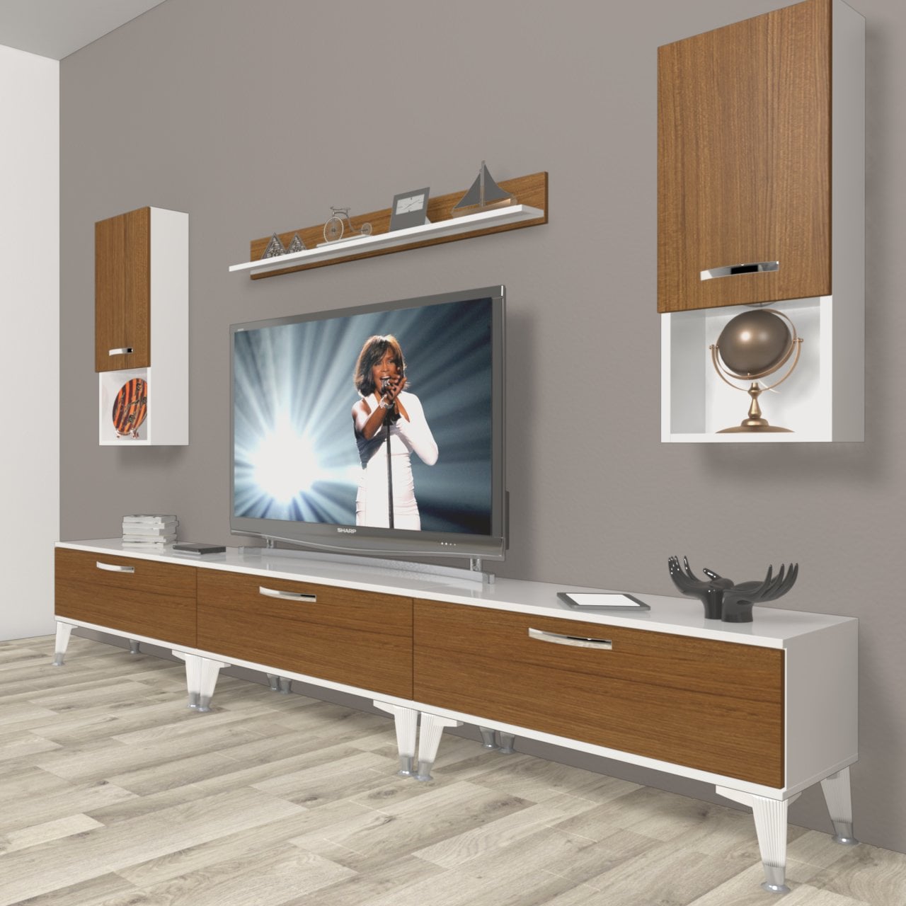 Decoraktiv Eko 270da Slm Silver Tv Ünitesi Tv Sehpası Beyaz - Ceviz