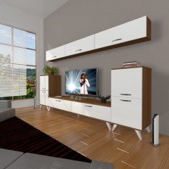 Decoraktiv Eko 9 Slm Std Retro Tv Ünitesi Tv Sehpası Ceviz - Beyaz