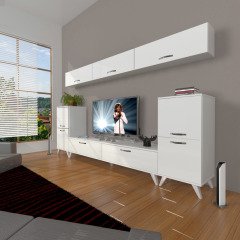 Decoraktiv Eko 9 Slm Std Retro Tv Ünitesi Tv Sehpası Parlak Beyaz