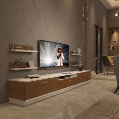 Decoraktiv Trendstyle 270R Slm Tv Ünitesi Tv Sehpası Beyaz - Ceviz