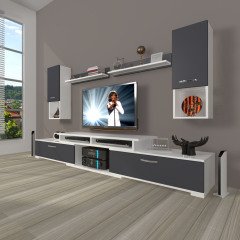 Decoraktiv Flex 5DA130 Mdf Tv Ünitesi Tv Sehpası Beyaz - Antrasit