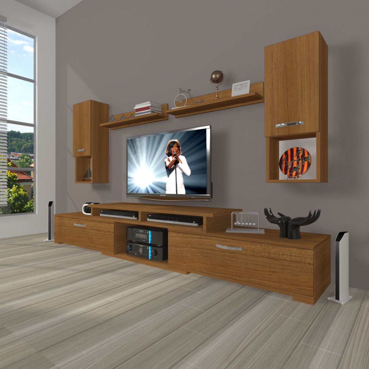 Decoraktiv Flex 5DA130 Mdf Tv Ünitesi Tv Sehpası Ceviz