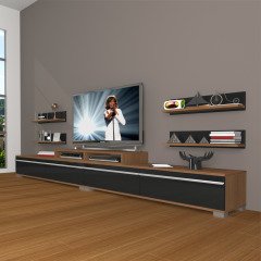 Decoraktiv Ekoflex 360R Mdf Tv Ünitesi Tv Sehpası Ceviz - Siyah