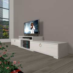 Decoraktiv Flex 4 Mdf Gold Tv Ünitesi Tv Sehpası Parlak Beyaz