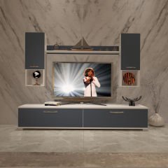 Decoraktiv Eko 5DA Mdf Std Tv Ünitesi Tv Sehpası Beyaz - Antrasit