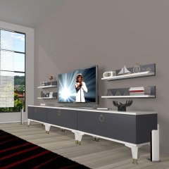 Decoraktiv Eko 270r Mdf Gold Tv Ünitesi Tv Sehpası Beyaz - Antrasit