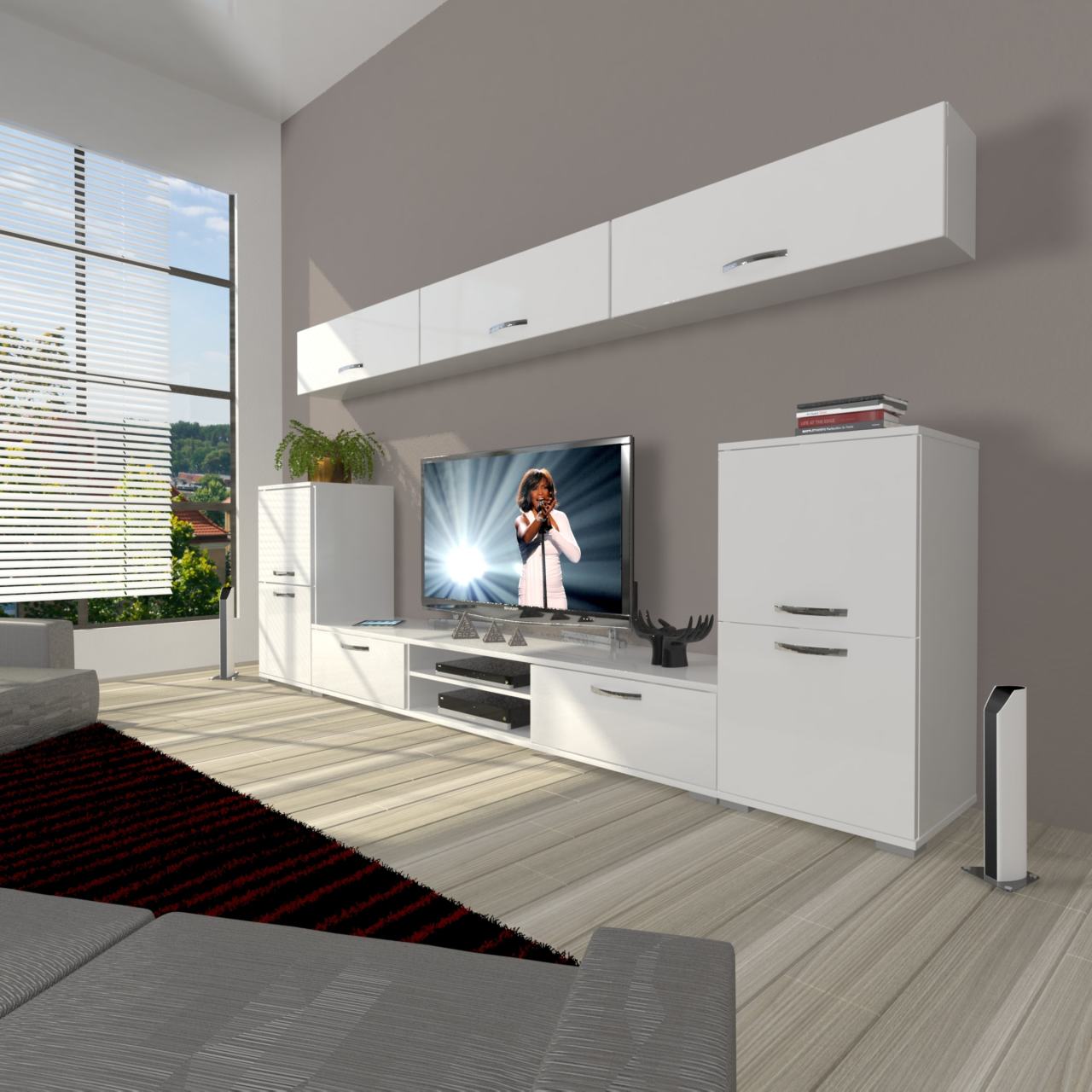 Decoraktiv Eko 9 Slm Dvd Tv Ünitesi Tv Sehpası Parlak Beyaz