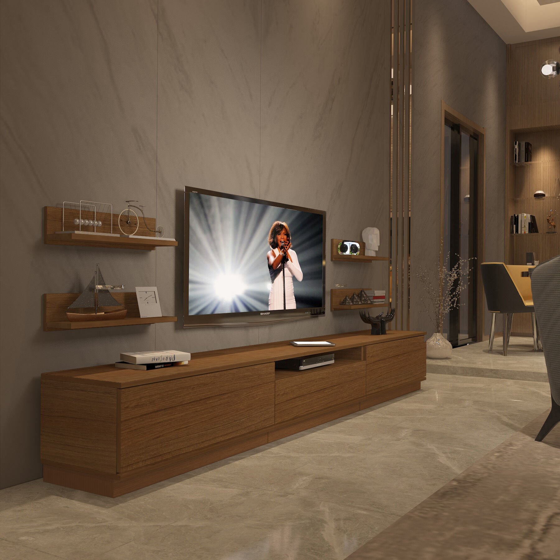 Decoraktiv Trendstyle 270RS Slm Tv Ünitesi Tv Sehpası Ceviz