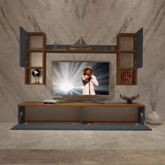 Decoraktiv Eko 5DA Mdf Std Tv Ünitesi Tv Sehpası Ceviz - Antrasit