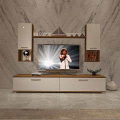 Decoraktiv Eko 5DA Mdf Std Tv Ünitesi Tv Sehpası Ceviz - Beyaz