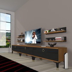 Decoraktiv Eko 270r Mdf Gold Tv Ünitesi Tv Sehpası Ceviz - Siyah