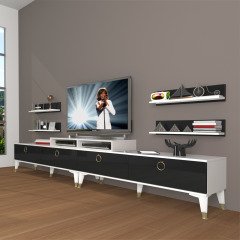Decoraktiv Ekoflex 360R Mdf Gold Tv Ünitesi Tv Sehpası Beyaz - Siyah