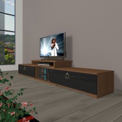 Decoraktiv Flex 4 Mdf Gold Tv Ünitesi Tv Sehpası Ceviz - Siyah