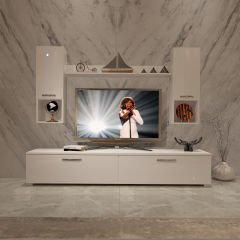Decoraktiv Eko 5DA Mdf Std Tv Ünitesi Tv Sehpası Parlak Beyaz