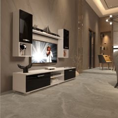 Decoraktiv Eko 5DA Mdf Dvd Tv Ünitesi Tv Sehpası Beyaz - Siyah