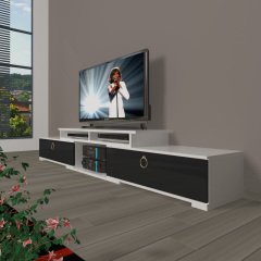 Decoraktiv Flex 130 Mdf Gold Tv Ünitesi Tv Sehpası Beyaz - Siyah