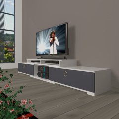 Decoraktiv Flex 130 Mdf Gold Tv Ünitesi Tv Sehpası Beyaz - Antrasit