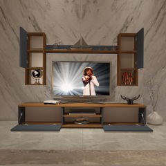 Decoraktiv Eko 5DA Mdf Dvd Tv Ünitesi Tv Sehpası Ceviz - Antrasit