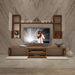 Decoraktiv Eko 5DA Mdf Dvd Tv Ünitesi Tv Sehpası Ceviz - Beyaz