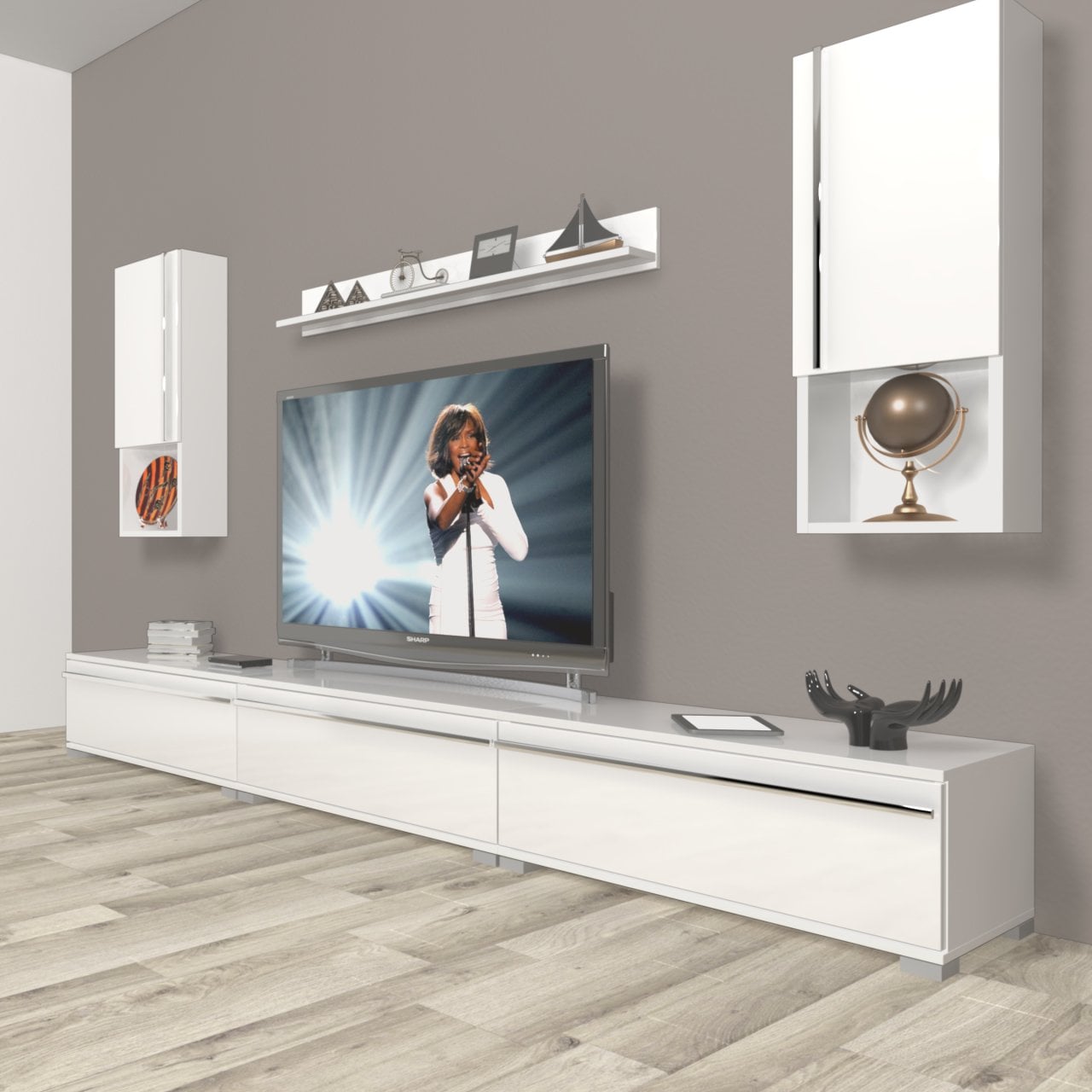 Decoraktiv Eko 270ta Mdf Tv Ünitesi Tv Sehpası Parlak Beyaz