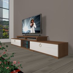 Decoraktiv Flex 130 Mdf Gold Tv Ünitesi Tv Sehpası Ceviz - Beyaz