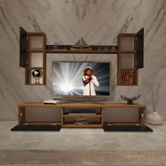 Decoraktiv Eko 5DA Mdf Dvd Tv Ünitesi Tv Sehpası Ceviz - Siyah