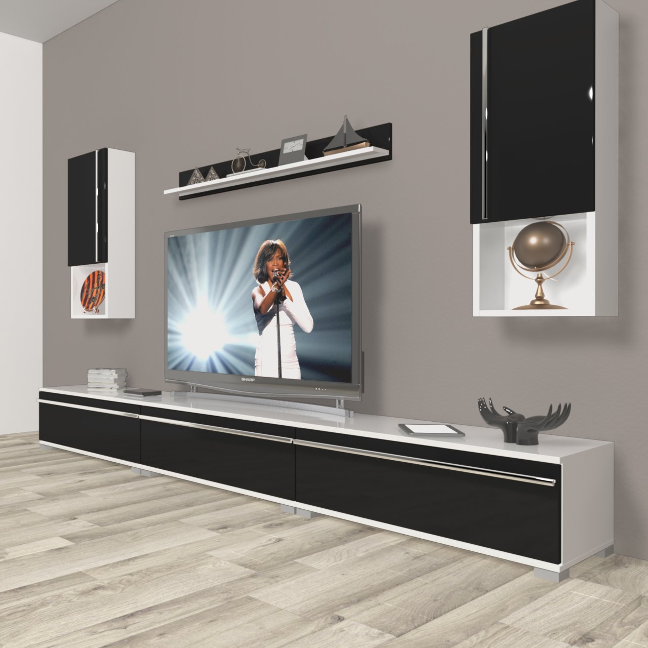 Decoraktiv Eko 270ta Mdf Tv Ünitesi Tv Sehpası Beyaz - Siyah