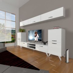 Decoraktiv Eko 9 Slm Dvd Retro Tv Ünitesi Tv Sehpası Parlak Beyaz