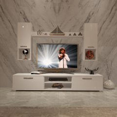 Decoraktiv Eko 5DA Mdf Dvd Tv Ünitesi Tv Sehpası Parlak Beyaz