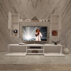 Decoraktiv Eko 5DA Mdf Dvd Tv Ünitesi Tv Sehpası Parlak Beyaz