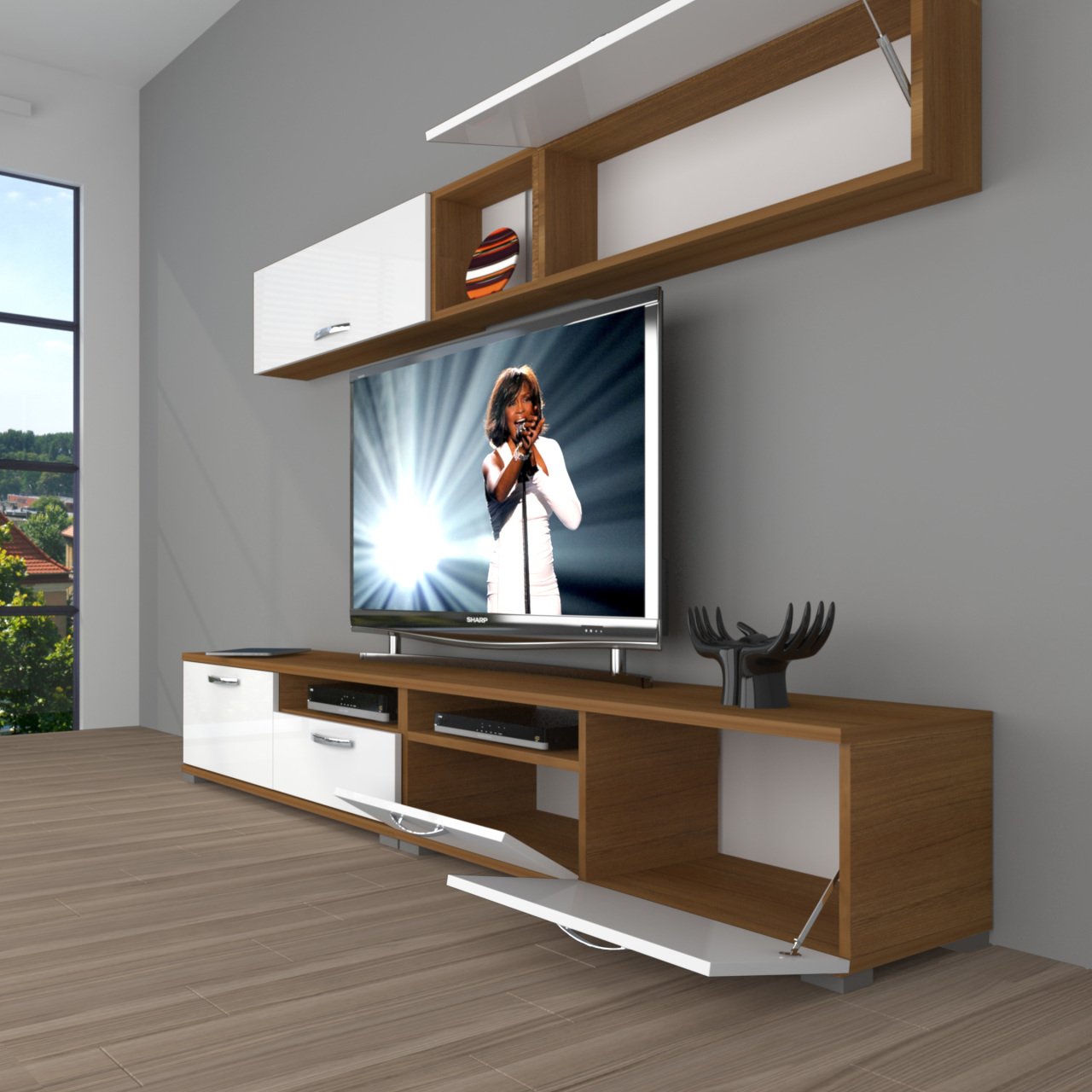 Decoraktiv Eko 5200 Slm Tv Ünitesi Tv Sehpası Ceviz - Beyaz
