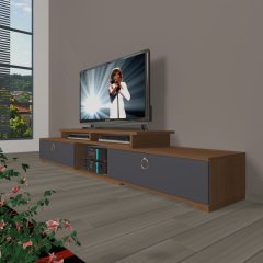 Decoraktiv Flex 130 Mdf Gold Tv Ünitesi Tv Sehpası Ceviz - Antrasit