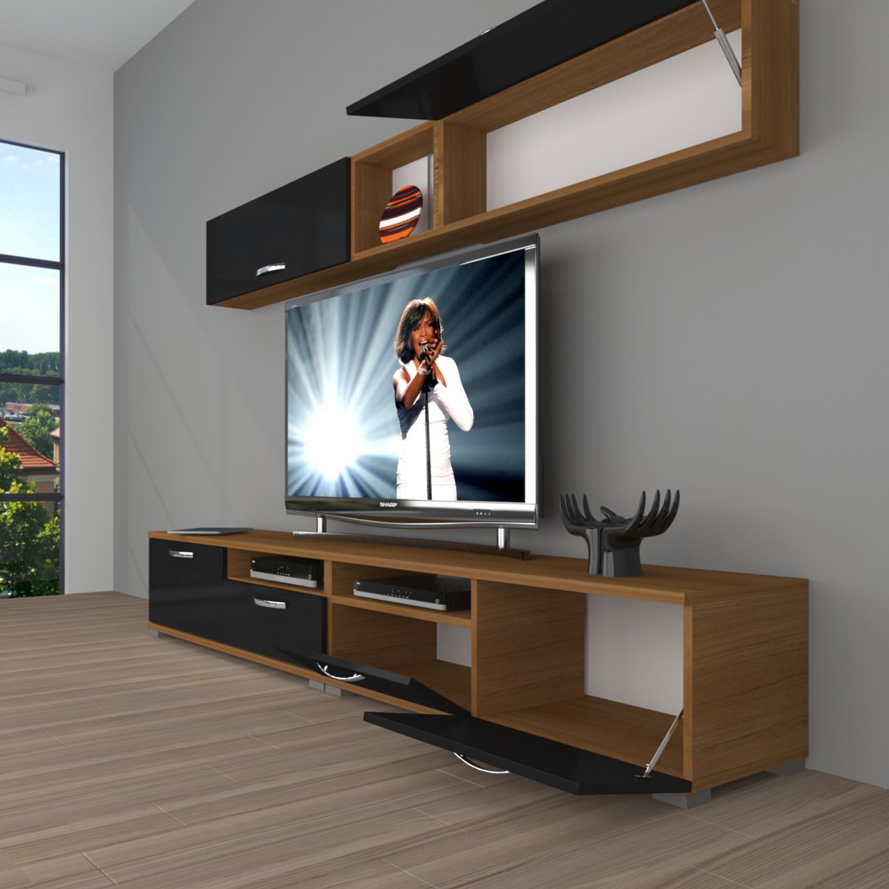 Decoraktiv Eko 5200 Slm Tv Ünitesi Tv Sehpası Ceviz - Siyah