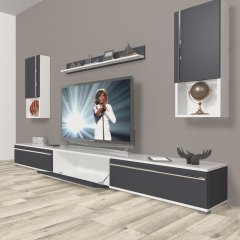 Decoraktiv Eko 270ta Mdf Tv Ünitesi Tv Sehpası Beyaz - Antrasit