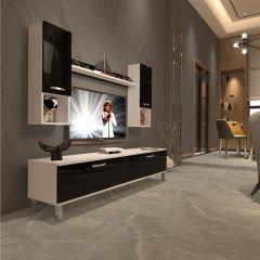 Decoraktiv Eko 5DA Mdf Std Krom Ayaklı Tv Ünitesi Tv Sehpası Beyaz - Siyah