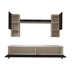 Decoraktiv Eko 5DA Mdf Std Krom Ayaklı Tv Ünitesi Tv Sehpası Beyaz - Siyah