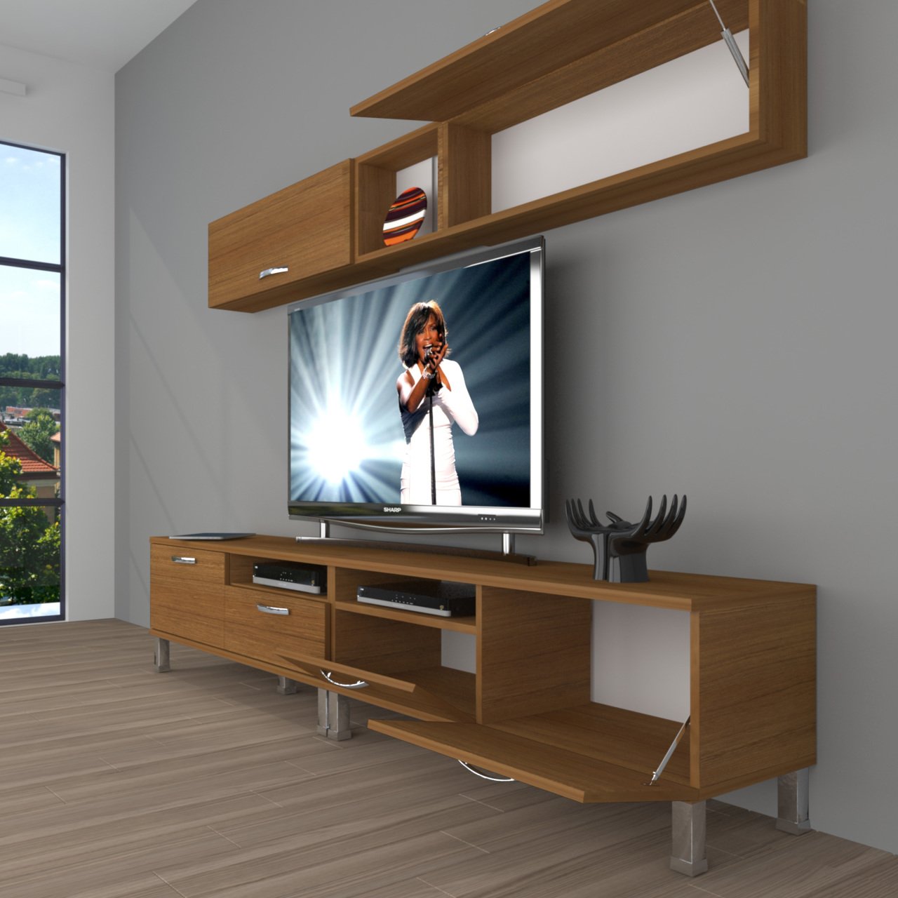 Decoraktiv Eko 5200 Slm Krom Ayaklı Tv Ünitesi Tv Sehpası