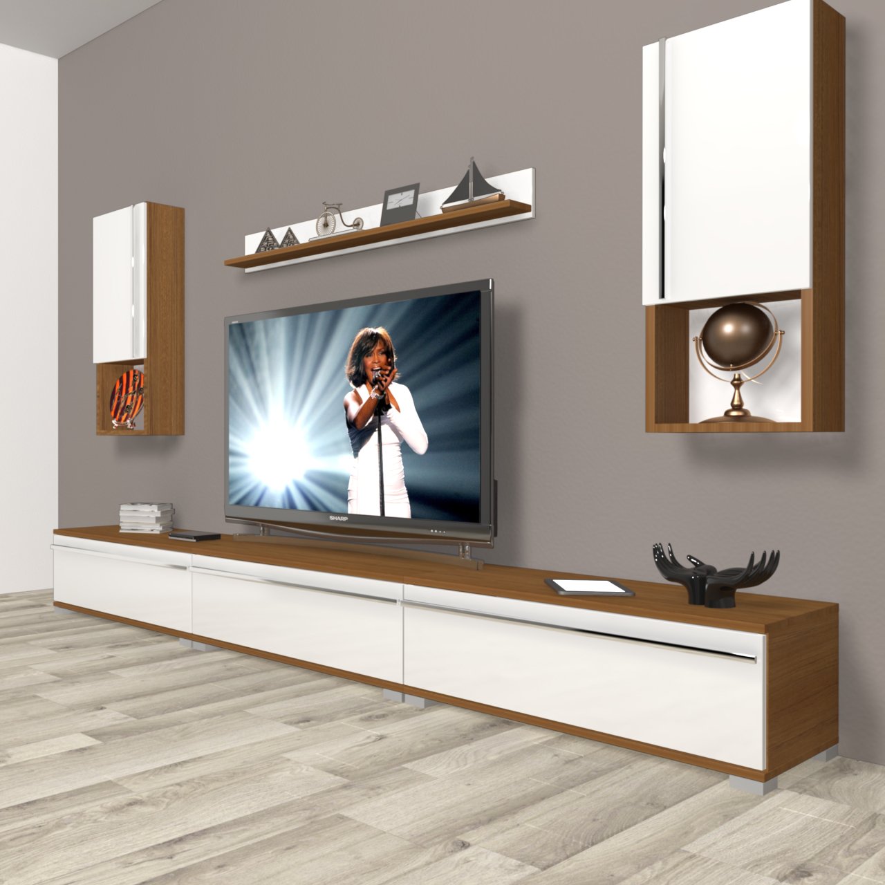 Decoraktiv Eko 270ta Mdf Tv Ünitesi Tv Sehpası Ceviz - Beyaz