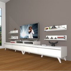 Decoraktiv Ekoflex 360R Mdf Retro Tv Ünitesi Tv Sehpası Parlak Beyaz