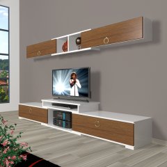 Decoraktiv Flex 5 Mdf Gold Tv Ünitesi Tv Sehpası Beyaz - Ceviz