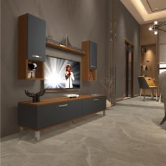 Decoraktiv Eko 5DA Mdf Std Krom Ayaklı Tv Ünitesi Tv Sehpası Ceviz - Antrasit