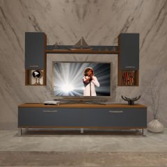 Decoraktiv Eko 5DA Mdf Std Krom Ayaklı Tv Ünitesi Tv Sehpası Ceviz - Antrasit