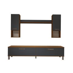Decoraktiv Eko 5DA Mdf Std Krom Ayaklı Tv Ünitesi Tv Sehpası Ceviz - Antrasit
